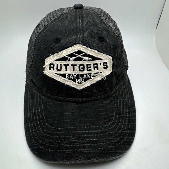 Ruttger’s Bay Lake Golf Resort Cap Black Truckers  Baseball Hat Blue 84 GR69 - Picture 1 of 6
